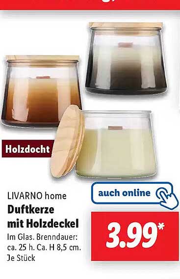 LIVARNO home Duftkerze mit Holzdeckel