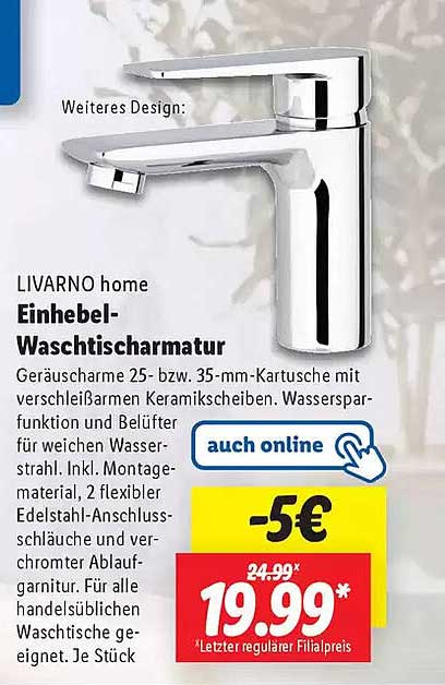 LIVARNO home Einhebel-Waschtischarmatur