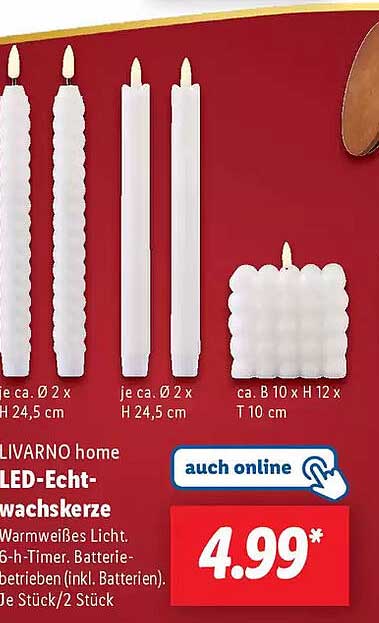 LIVARNO home LED-Echtwachskerze