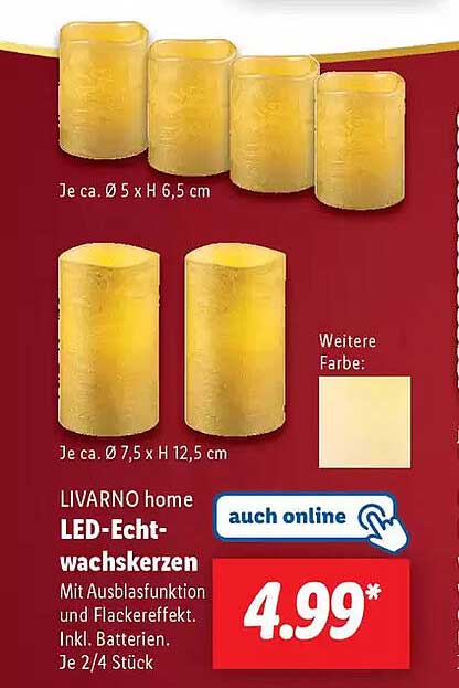 LIVARNO home LED-Echtwachskerzen