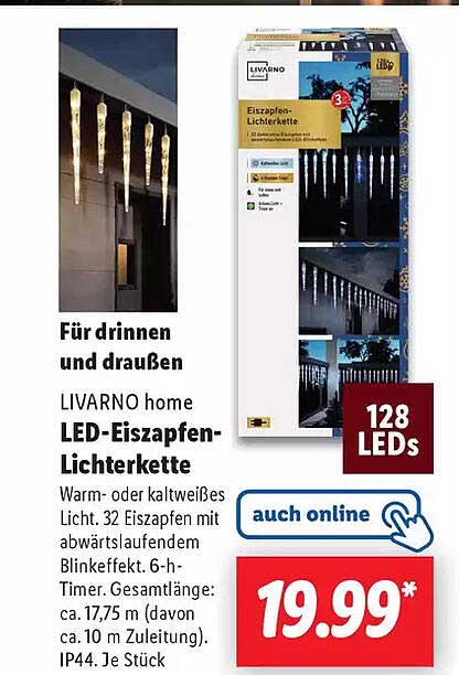 LIVARNO home LED-Eiszapfen-Lichterkette