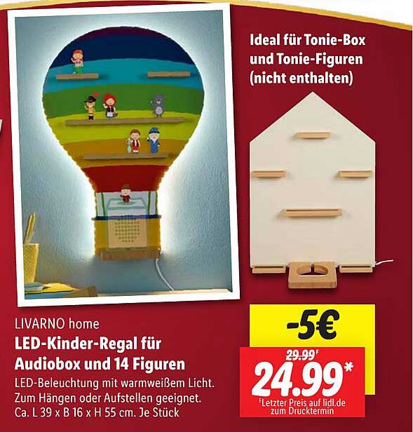 LIVARNO home LED-Kinder-Regal für Audiobox und 14 Figuren