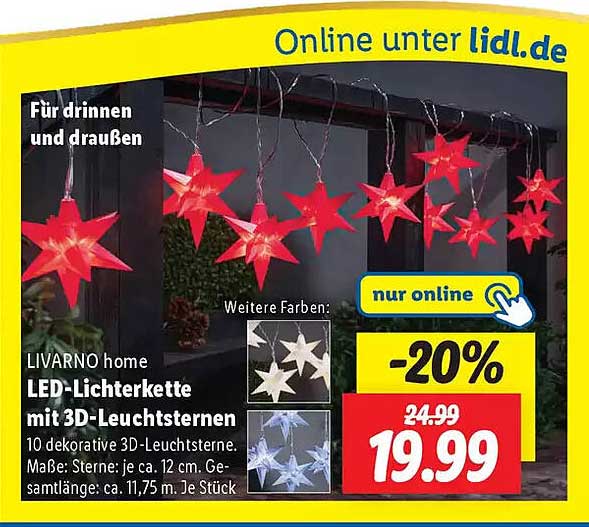 LIVARNO home LED-Lichterkette mit 3D-Leuchtsternenn