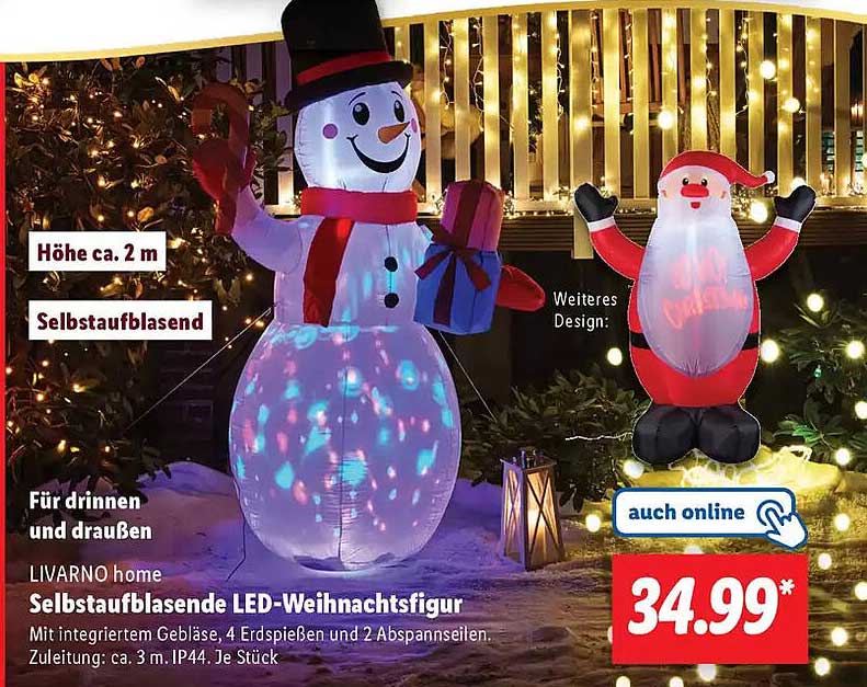 LIVARNO home Selbstaublasende LED-Weihnachtsfigur