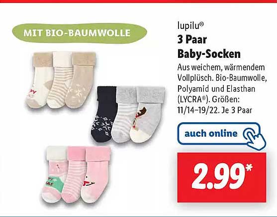 lupilu® 3 Paar Baby-Socken