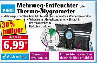 Mehrweg-Entfeuchter oder Thermo-/Hygrometer