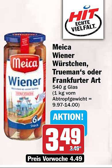 Meica Wiener Würstchen, Trueman‘s oder Frankfurter Art