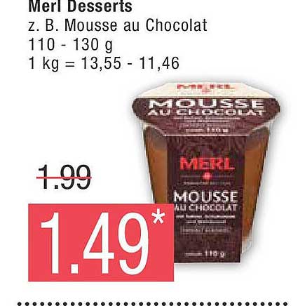 Merl Desserts Mousse au Chocolat