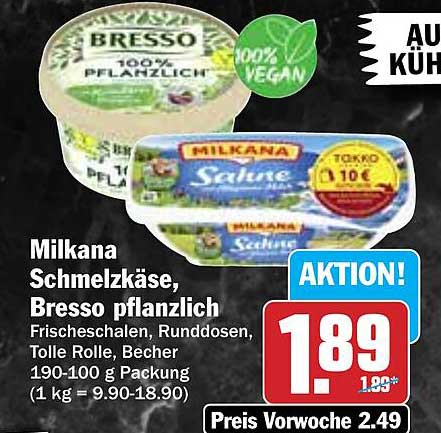 Milkana Schmierkäse, Bresso pflanzlich