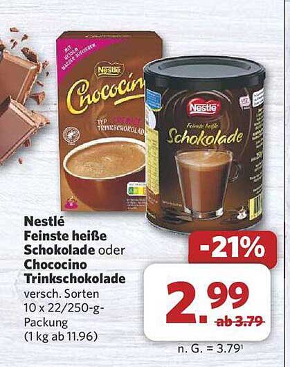 Nestlé Feine heiße Schokolade oder Chococino Trinkschokolade