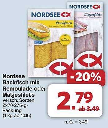 Nordsee Backfisch mit Remoulade oder Matjesfilets