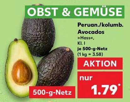 Obst & Gemüse  
Peruan./kolumb. Avocados »Hass«, Kl. I  