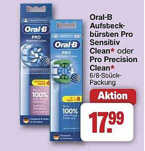 Oral-B Aufsteckbürsten Pro Sensitive Clean* oder Pro Precision Clean* 6/8-Stück-Packung