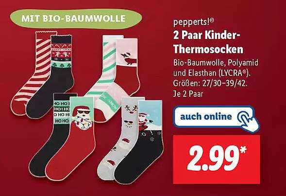 pepperts!® 2 Paar Kinder-Thermosocken