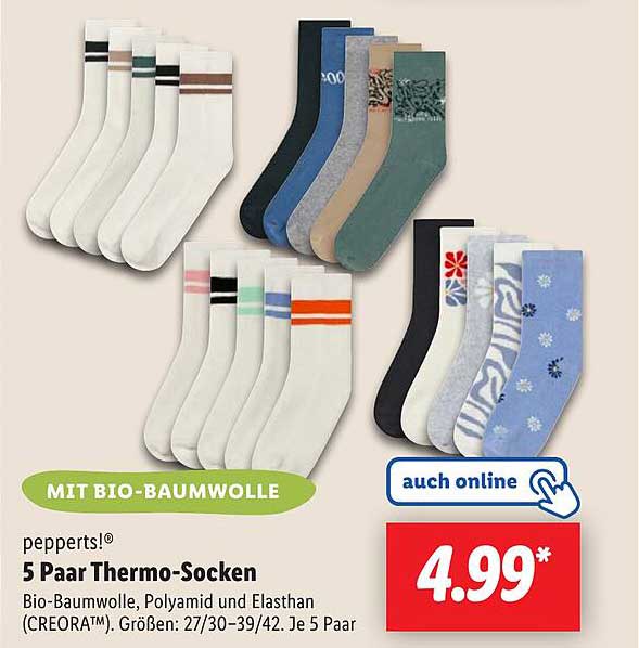 pepperts!® 5 Paar Thermo-Socken