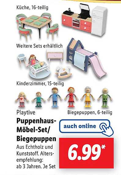 Playtive Puppenhaus-Möbel-Set/Biegepuppen