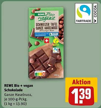 REWE Bio + vegan Schokolade