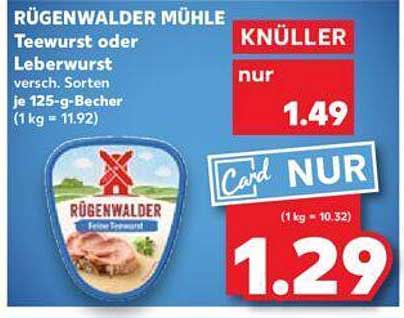 Rügenwalder Mühle Teewurst oder Leberwurst