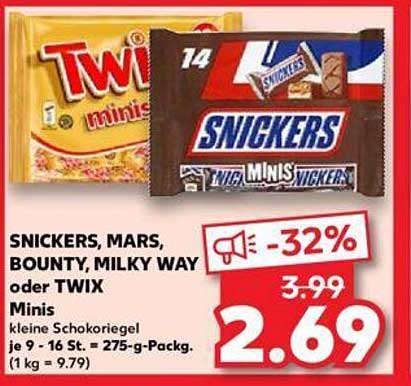 SNICKERS, MARS, BOUNTY, MILKY WAY oder TWIX