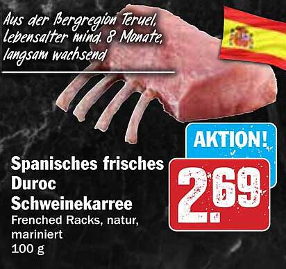 Spanisches frisches Duroc Schweinekarrée