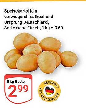 Speisekartoffeln vorwiegend festkochend