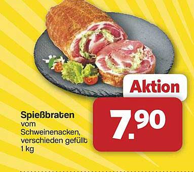 Spießbraten vom Schweinenacken, verschieden gefüllt