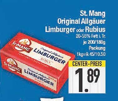 St. Mang Original Allgäuer Limburger oder Rubius