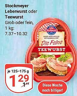 Stockmeyer Leberwurst oder Teewurst