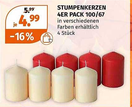 STUMPENKERZEN 4ER PACK 100/67