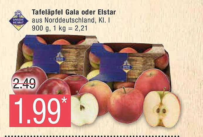 Tafeläpfel Gala oder Elstar