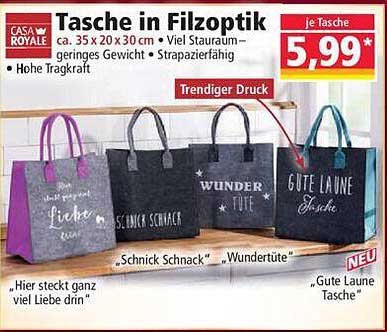 Tasche in Filzoptik