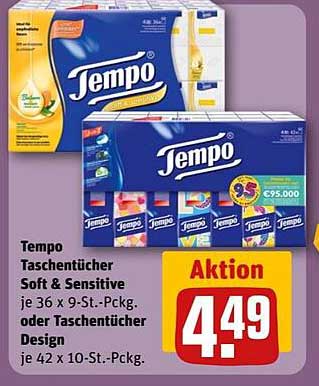 Tempo Taschentücher Soft & Sensitive oder Taschentücher Design