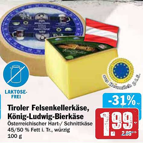 Tiroler Felsenkellerkäse, König-Ludwig-Bierkäse