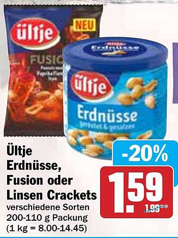 Ültje Erdnüsse, Fusion oder Linsen Crackers