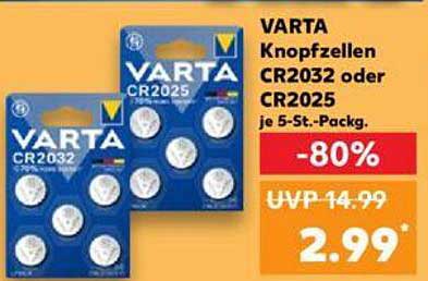 VARTA Knopfzellen CR2032 oder CR2025