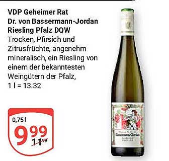 VDP Geheimer Rat Dr. von Bassermann-Jordan Riesling Pfalz DQW