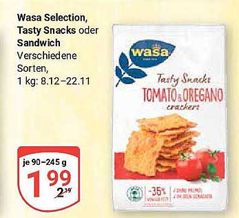 Wasa Selection Tasty Snacks oder Sandwich