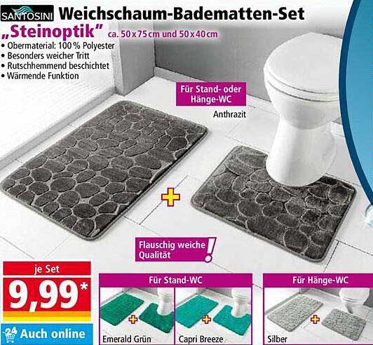 Weichschaum-Badematten-Set "Steinoptik"