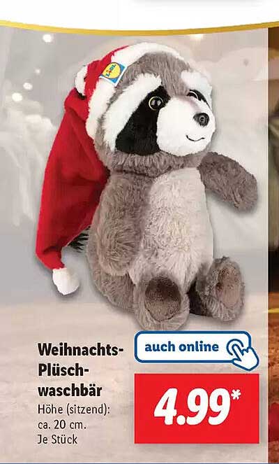 Weihnachts-Plüschwaschbär