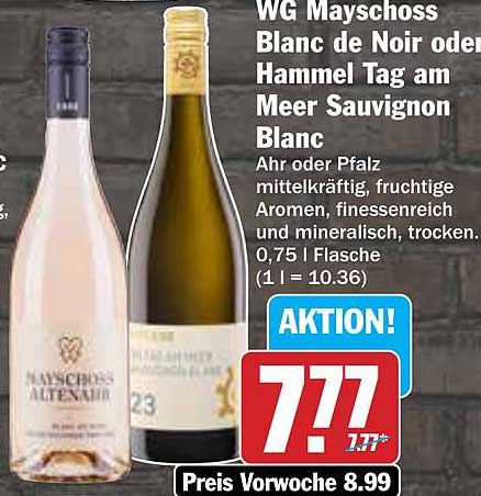 WG Mayschoss Blanc de Noir oder Hammel Tag am Meer Sauvignon Blanc