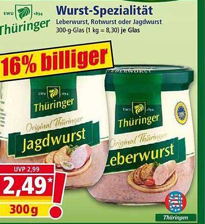 Wurst-Spezialität Leberwurst, Rotwurst oder Jagdwurst