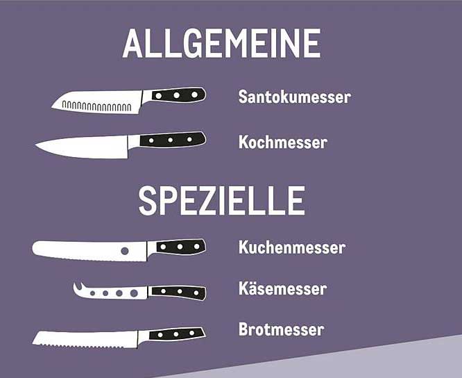 Allgemeine  
Santokumesser  
Kochmesser  
Spezielle  
Küchenmesser  
Käsemesser  
Brotmesser