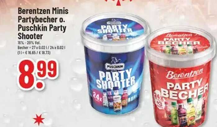 Berentzen Minis Partybecher o. Puschkin Party Shooter