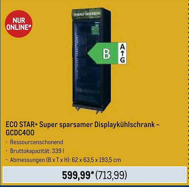 ECO STAR+ Super sparsamer Displaykühlschrank - GCDC400