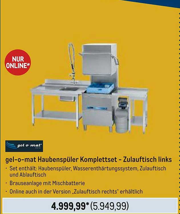 gel-o-mat Haubenspüler Komplettset – Zulauftisch links