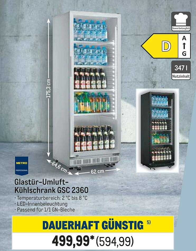 Glastür-Umluft-Kühlschrank GSC 2360