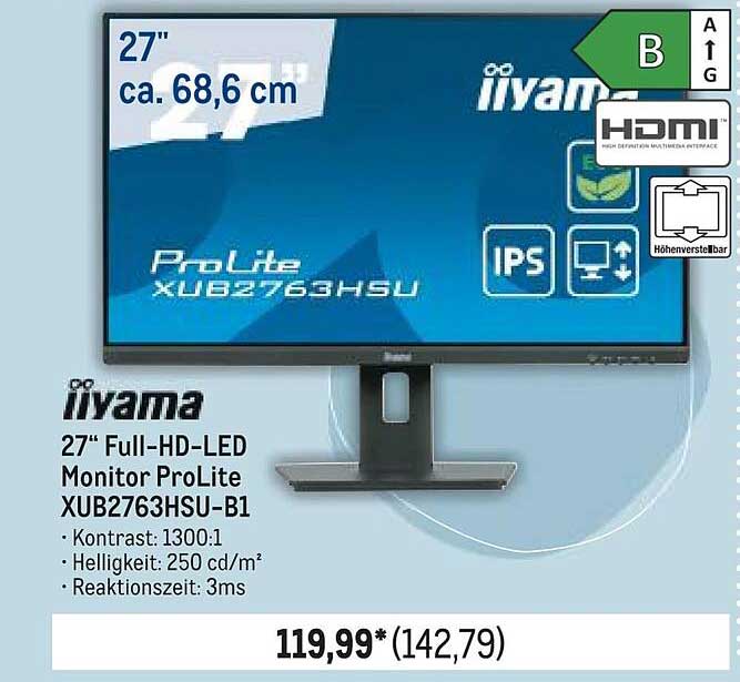 iiyama 27" Full-HD-LED Monitor ProLite XUB2763HSU-B1