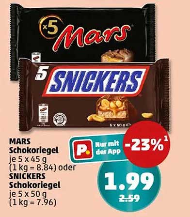 MARS Schokoriegel oder SNICKERS Schokoriegel