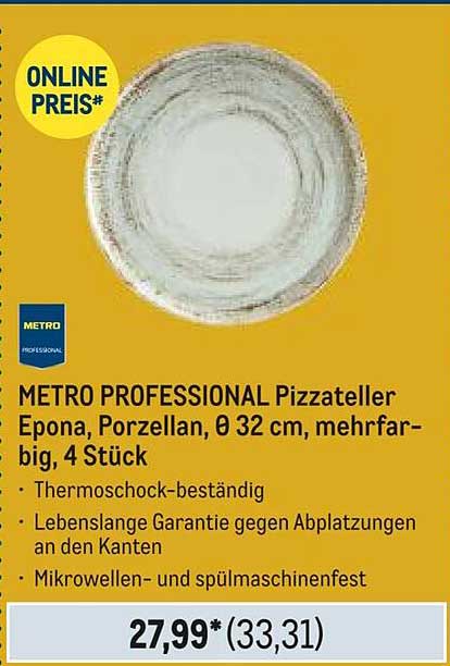 METRO PROFESSIONAL Pizzateller Epona, Porzellan, Ø 32 cm, mehrfarbig, 4 Stück