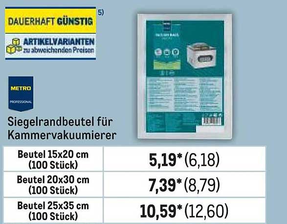 Siegelrandbeutel für Kammervakuumierer